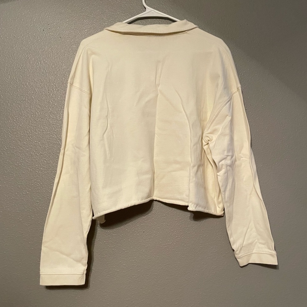 Cutoff Cropped Collared Sweatshirt - Picture 2 of 4